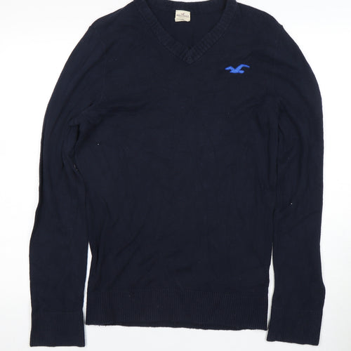 Hollister Men's Black V-Neck Pullover Jumper, Size L