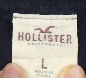 Hollister Men's Black V-Neck Pullover Jumper, Size L