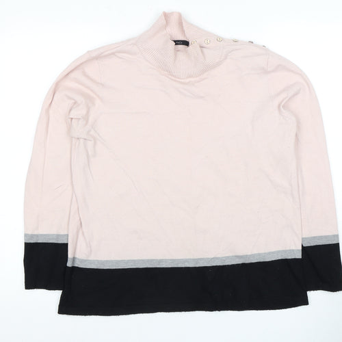 M&Co Women's Pink High Neck Knit Blouse Size 18
