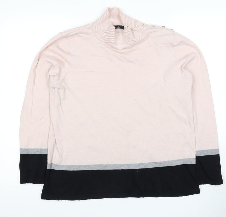 M&Co Women's Pink High Neck Knit Blouse Size 18