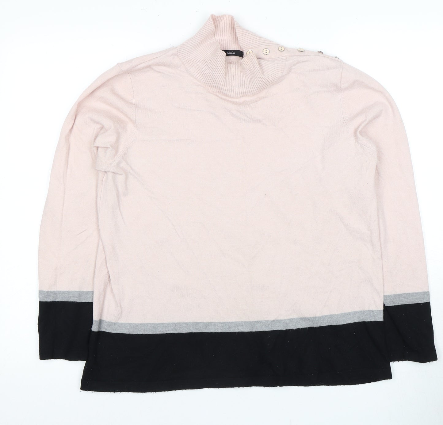 M&Co Women's Pink High Neck Knit Blouse Size 18