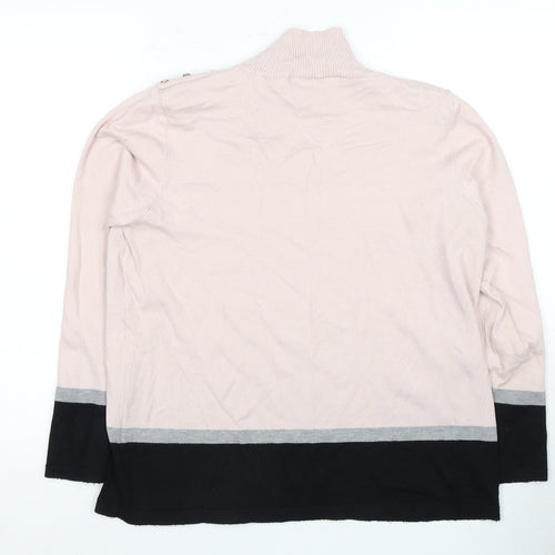 M&Co Women's Pink High Neck Knit Blouse Size 18