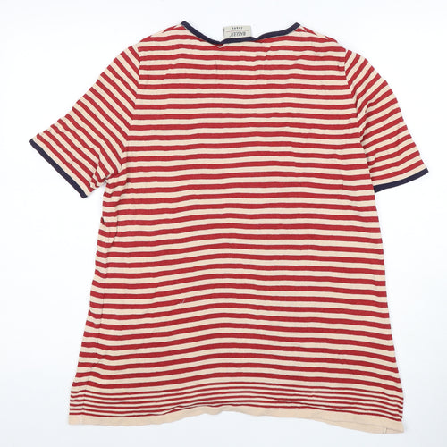 Basler Women's Red Striped Cotton T-Shirt, Size 12