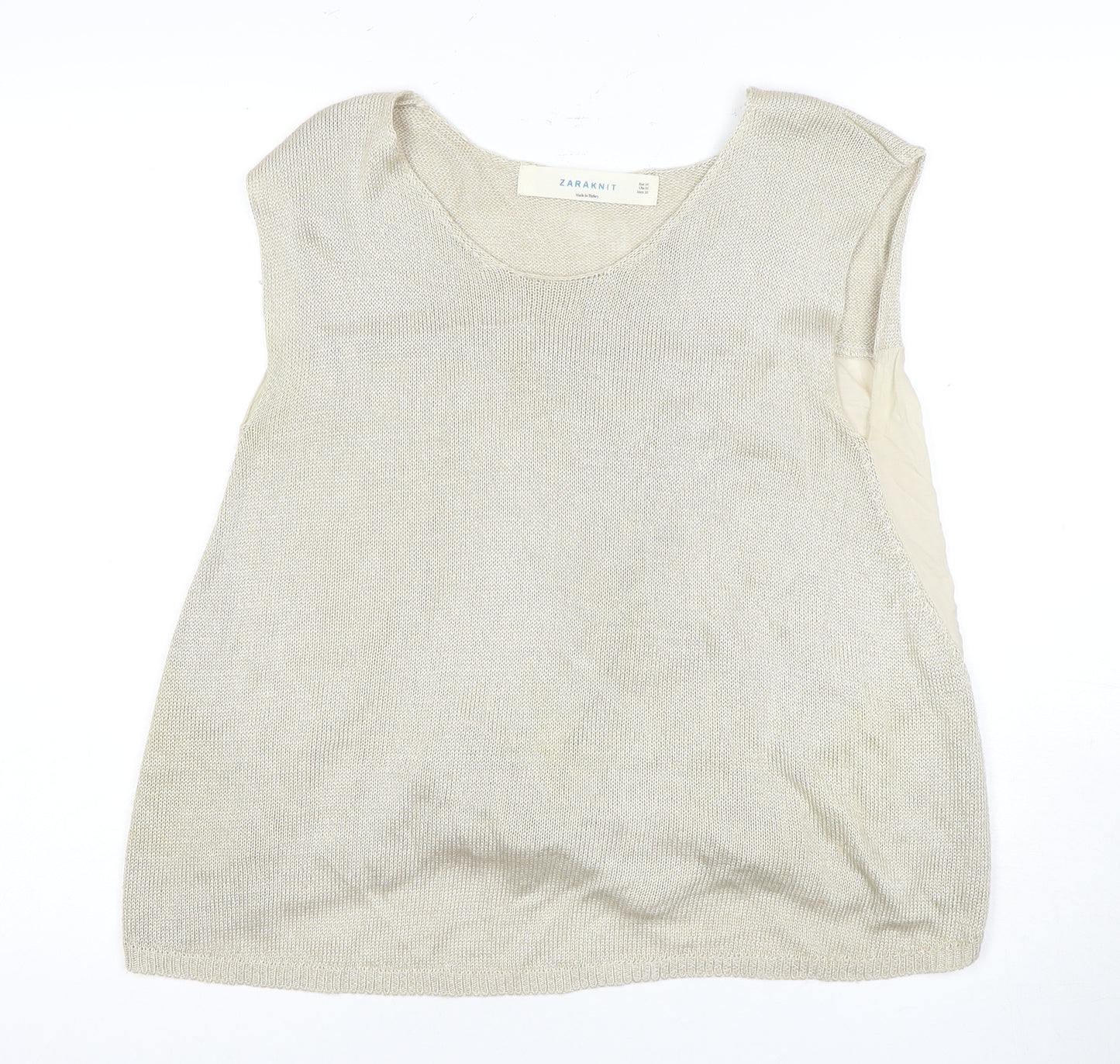 Zaraknit Women's Beige Sleeveless Top M