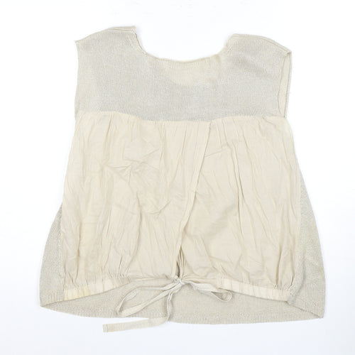 Zaraknit Women's Beige Sleeveless Top M