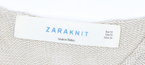Zaraknit Women's Beige Sleeveless Top M