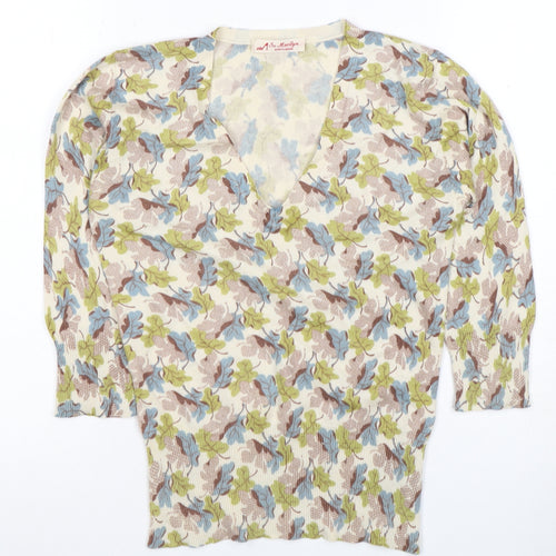 So Marilyn Women's Multicoloured Floral Blouse, V-Neck, Small