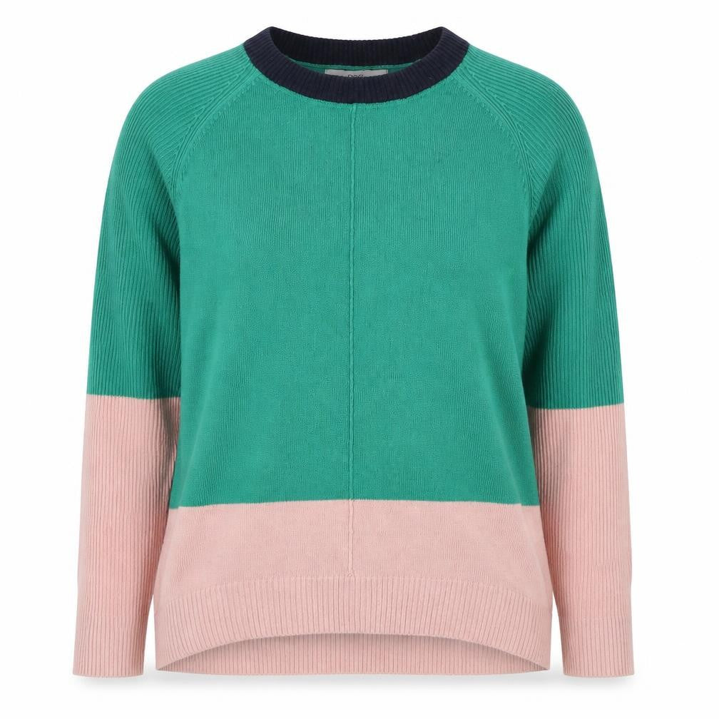 Front view of Next Women's Green & Pink Crew Neck Jumper S