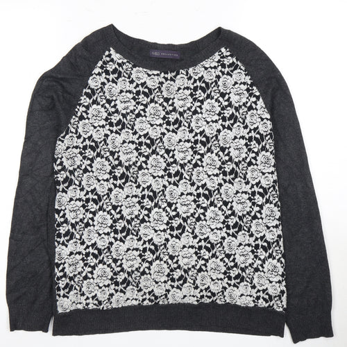 Marks and Spencer Women's Black Floral Lace Pullover Jumper Size 12