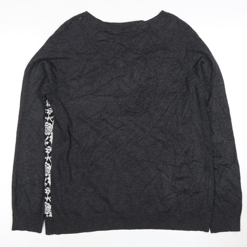 Marks and Spencer Women's Black Floral Lace Pullover Jumper Size 12