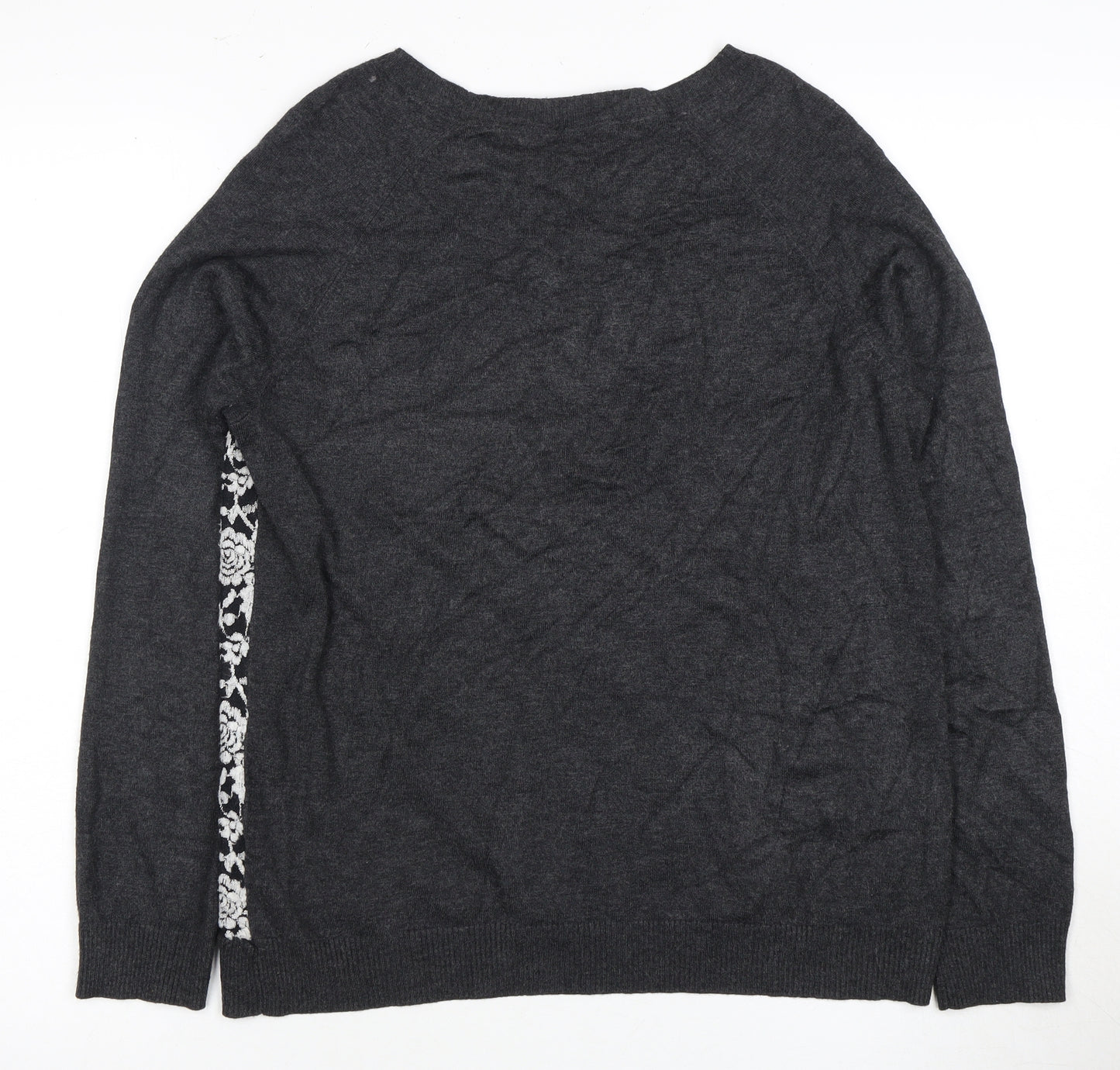 Marks and Spencer Women's Black Floral Lace Pullover Jumper Size 12