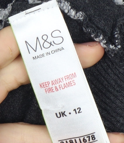 Marks and Spencer Women's Black Floral Lace Pullover Jumper Size 12