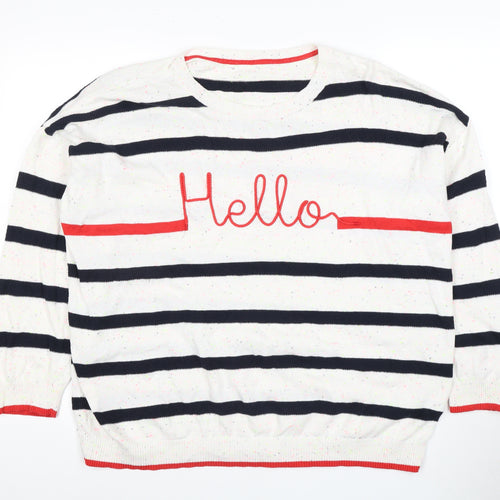 Next Women's White Striped Pullover Jumper Size 18