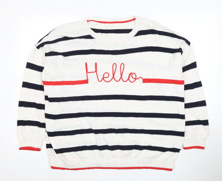 Next Women's White Striped Pullover Jumper Size 18