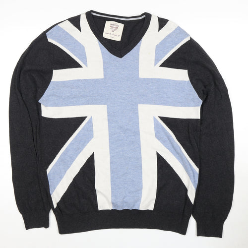 Lambretta Union Jack Black Cotton Pullover Jumper Large