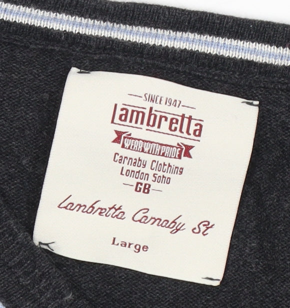 Lambretta Union Jack Black Cotton Pullover Jumper Large