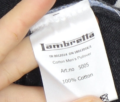 Lambretta Union Jack Black Cotton Pullover Jumper Large