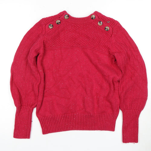Marks and Spencer Women's Red Wool Crew Neck Jumper - Size 10