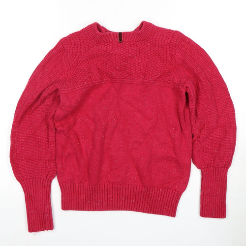 Marks and Spencer Women's Red Wool Crew Neck Jumper - Size 10