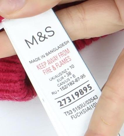 Marks and Spencer Women's Red Wool Crew Neck Jumper - Size 10