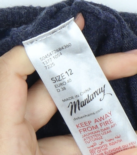 Debenhams Women Blue Cardigan Size 12, Button Accent