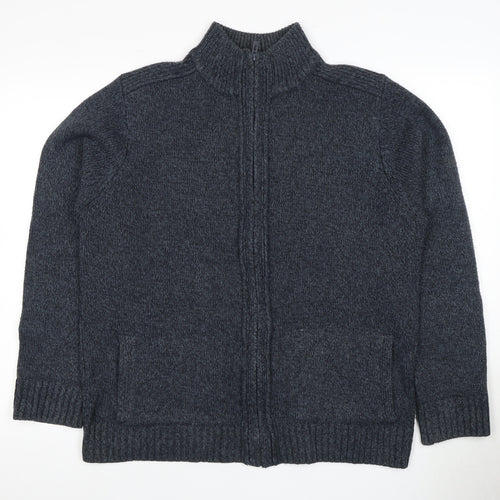 Marks and Spencer Men's Blue Full Zip Jumper, Size L