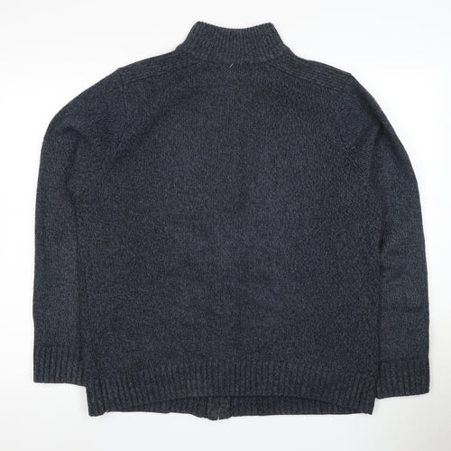 Marks and Spencer Men's Blue Full Zip Jumper, Size L