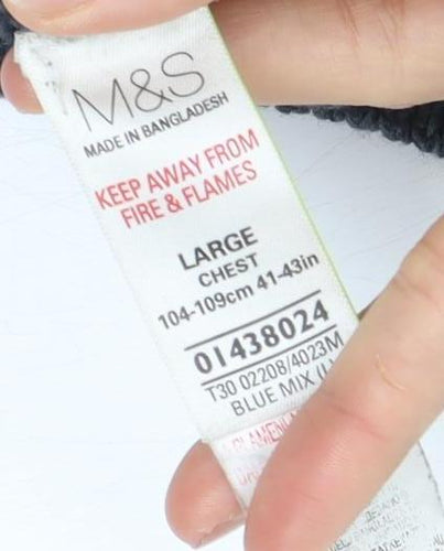 Marks and Spencer Men's Blue Full Zip Jumper, Size L