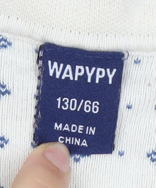 WAPYPY Boys Blue Geometric Collared Pullover Jumper 2XS