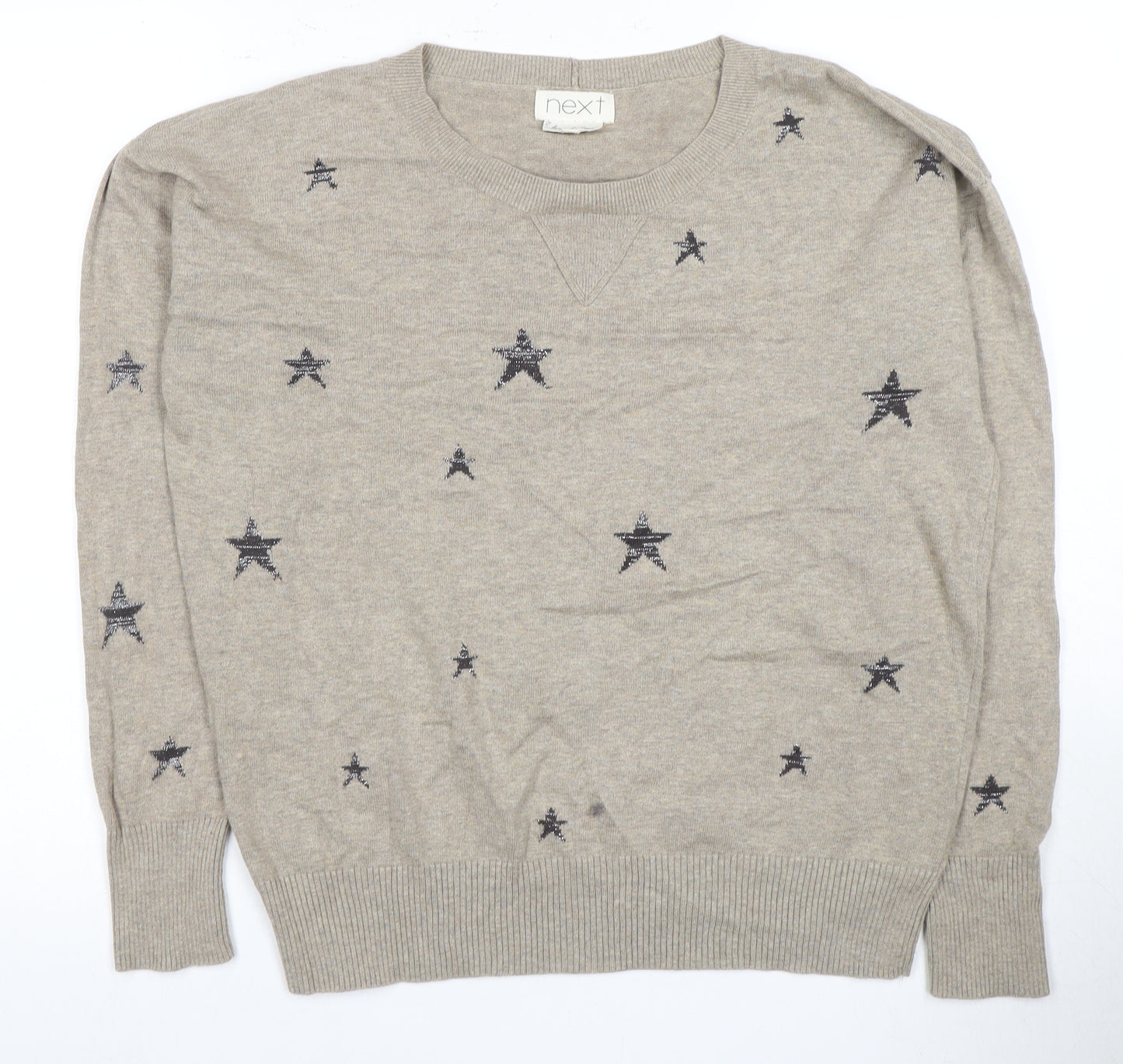 Next Women's Beige Star Pattern Crew Neck Jumper Size 14
