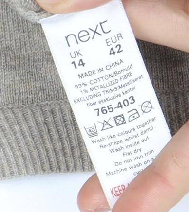 Next Women's Beige Star Pattern Crew Neck Jumper Size 14