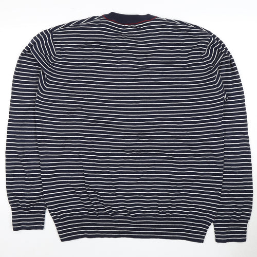 Next Men's Blue Striped Henley Jumper 2XL Cotton