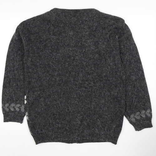 HANNAH Women's Grey Floral Knit Button Cardigan One Size