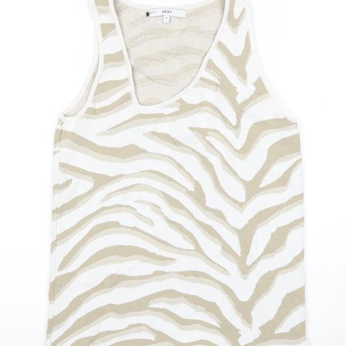 Next Women Beige Animal Print Tank Top M