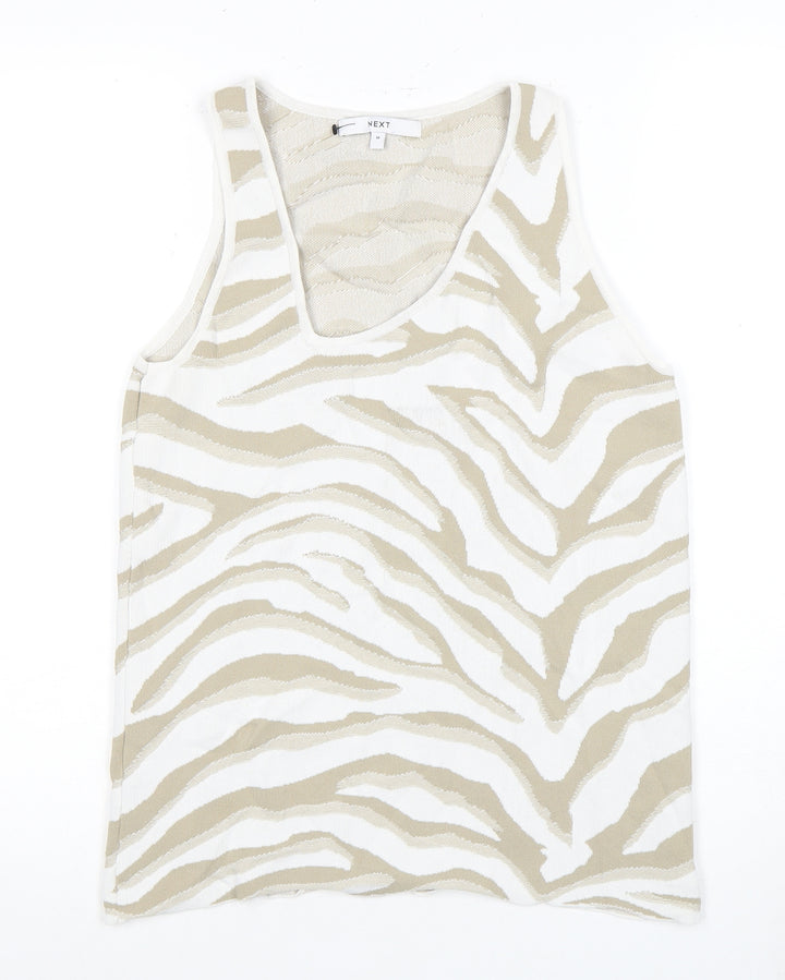 Next Women Beige Animal Print Tank Top M