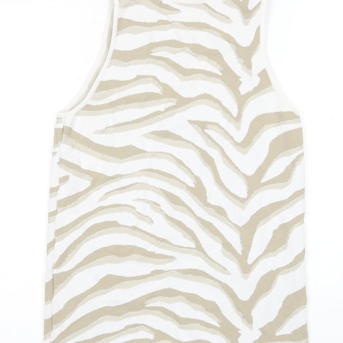 Next Women Beige Animal Print Tank Top M