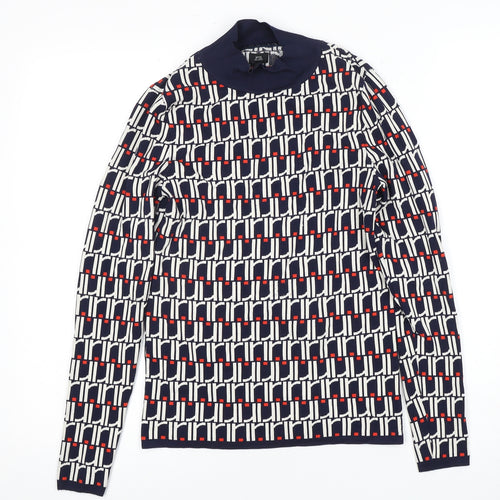 River Island Women's Multicoloured Mock Neck Blouse Size 10