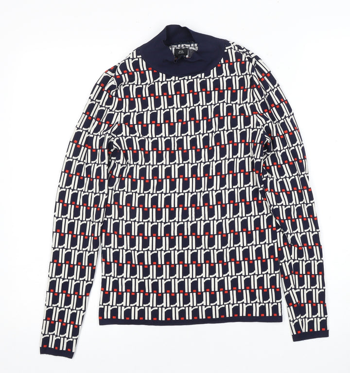 River Island Women's Multicoloured Mock Neck Blouse Size 10