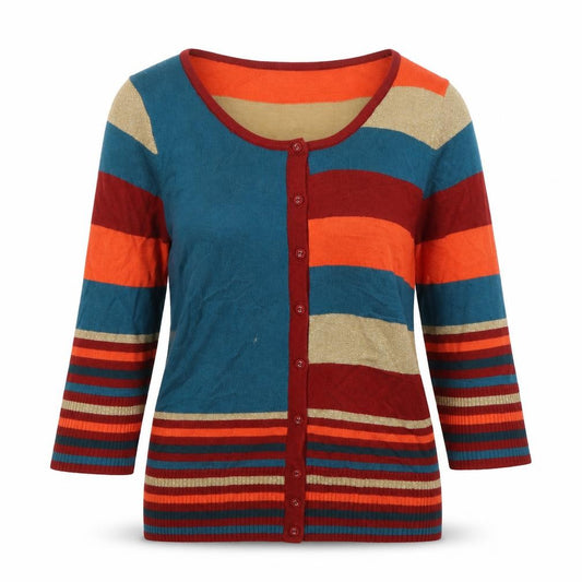 Front view of Marks & Spencer Women's Multicoloured Striped Button-Up