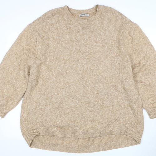 Stradivarius Women's Beige Pullover Jumper Size L