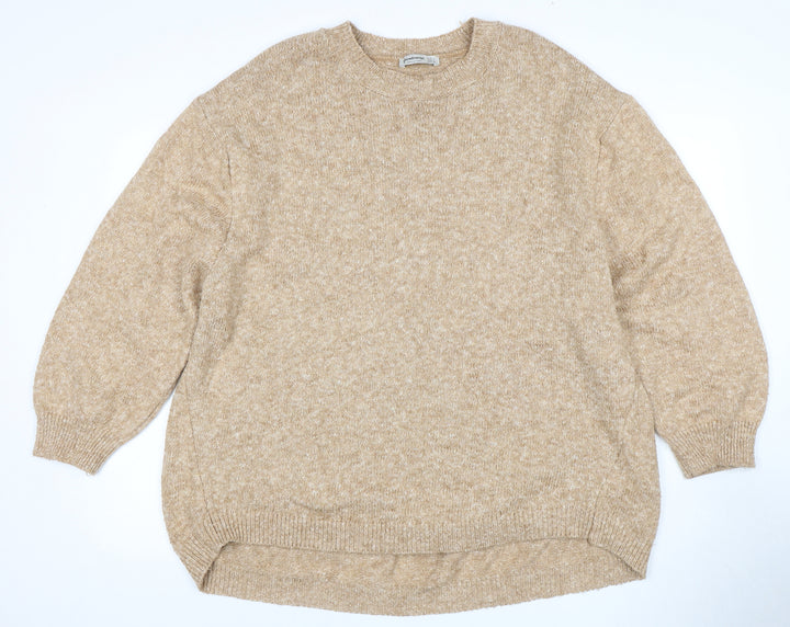 Stradivarius Women's Beige Pullover Jumper Size L