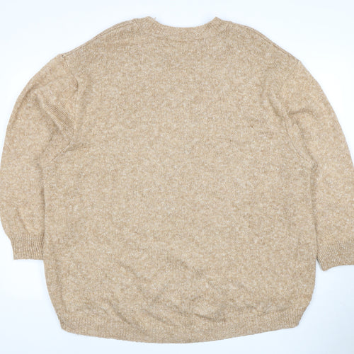 Stradivarius Women's Beige Pullover Jumper Size L