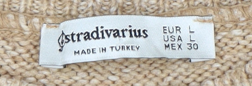 Stradivarius Women's Beige Pullover Jumper Size L