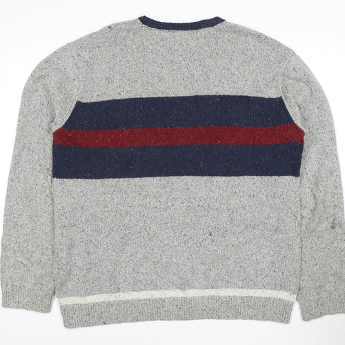 Quiksilver Men's XL Grey Striped Pullover Jumper