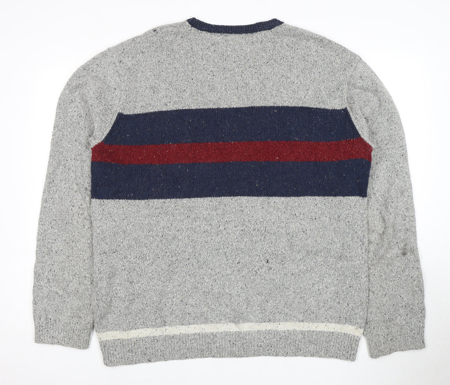 Quiksilver Men's XL Grey Striped Pullover Jumper