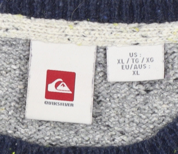 Quiksilver Men's XL Grey Striped Pullover Jumper