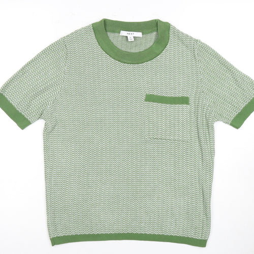 Next Women's Green Geometric Knit T-Shirt, Size 12
