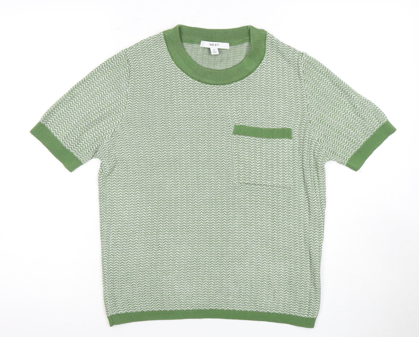 Next Women's Green Geometric Knit T-Shirt, Size 12