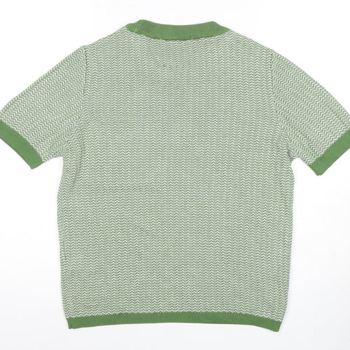 Next Women's Green Geometric Knit T-Shirt, Size 12