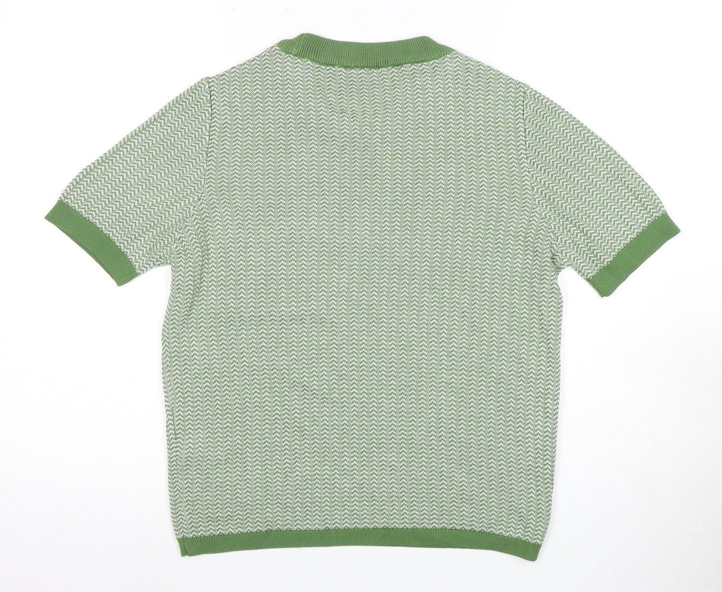 Next Women's Green Geometric Knit T-Shirt, Size 12